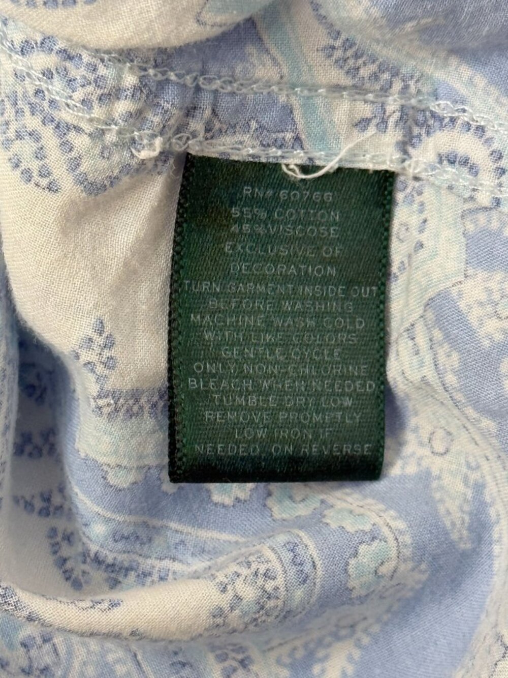 Lauren Ralph Lauren Women's Blue Paisley Button Front Pajama Sleep Top XL - Picture 4 of 13